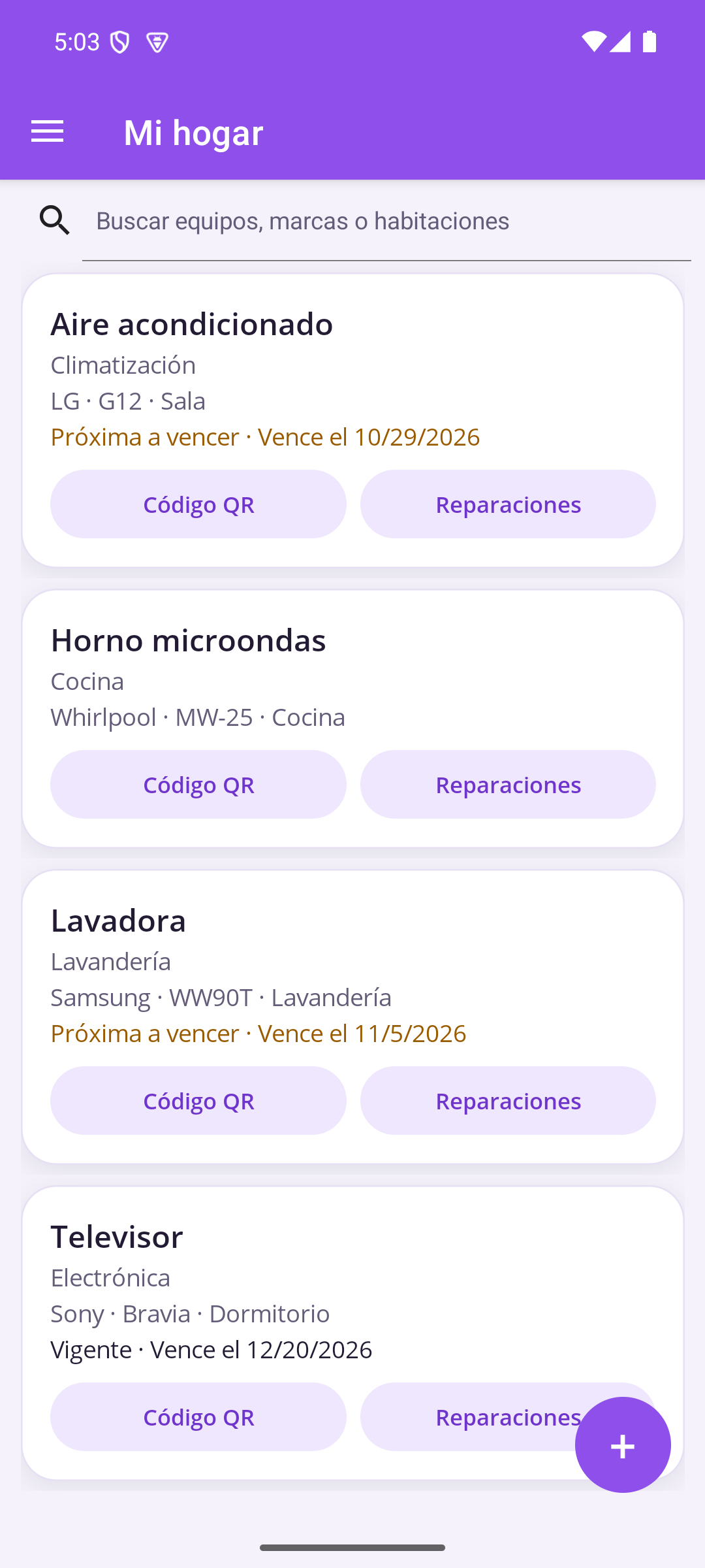 Lista de equipos